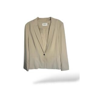 Calvin Klein Taupe/Beige Stretch Blazer Size 16 One Button